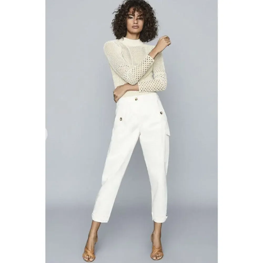 REISS Roni Open-Knit Jumper Pullover Sweater Crewneck in Natural Size S NWT